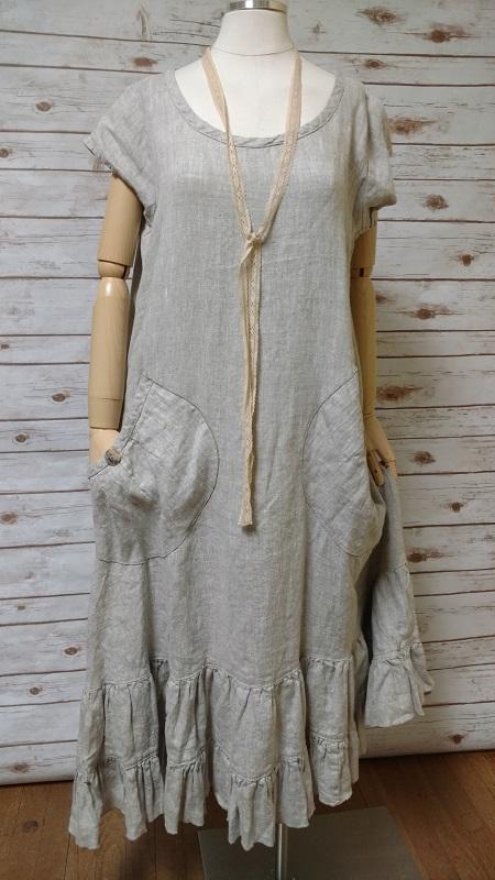 Prairie Dress, Cap Sleeve Linen Eucalyptus / M