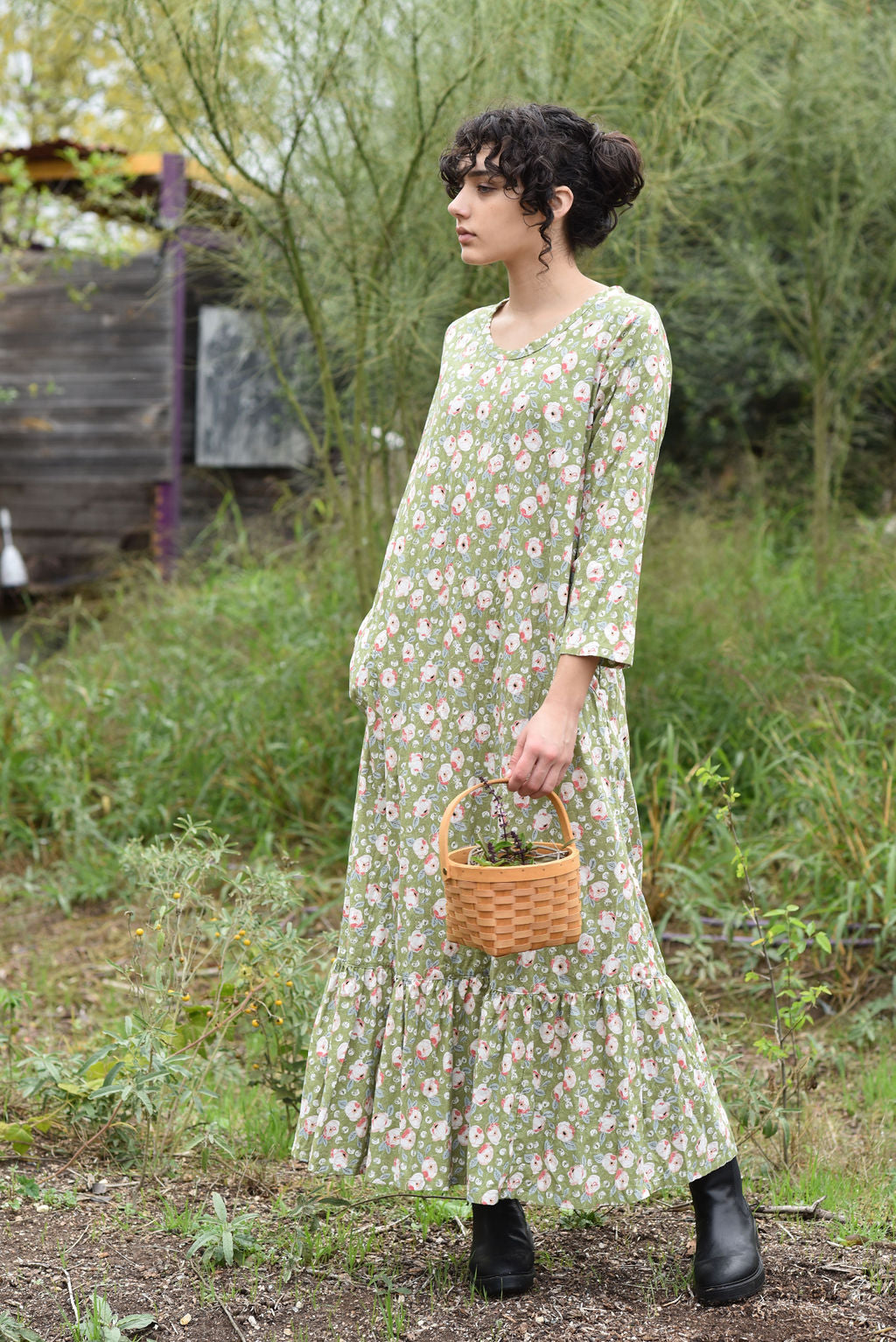 Fairy Dress in Cotton Olive Floral / XS Fairy Dress in Cotton Olive Floral / XS