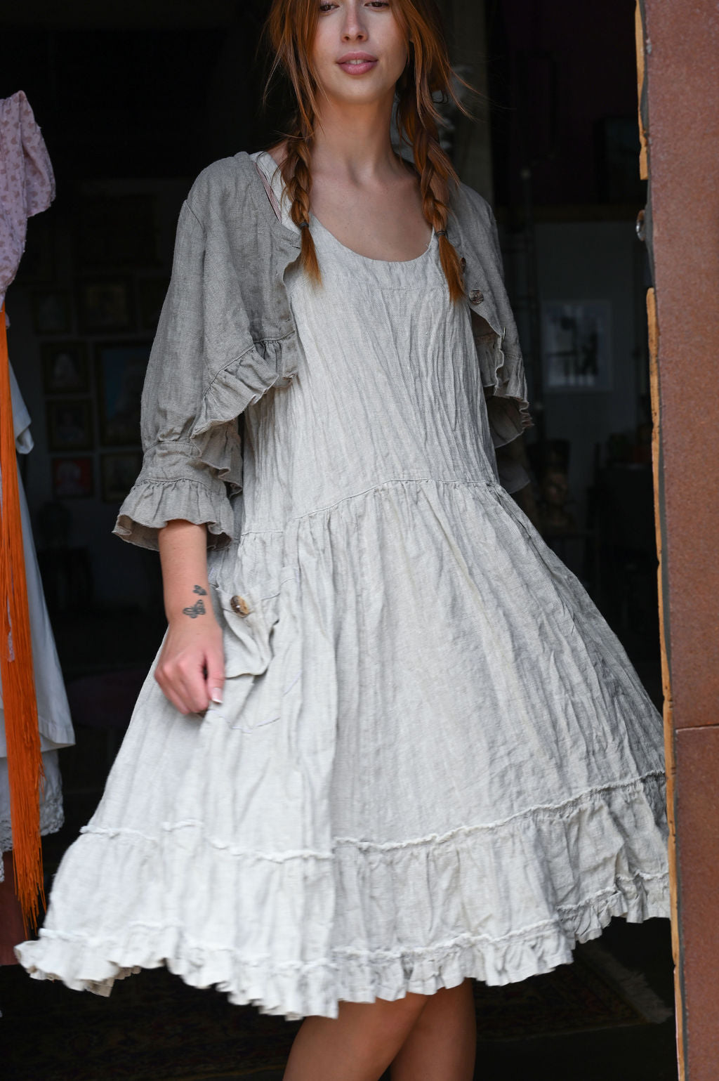 Linen Jacket Over Shrug Jacket, Linen