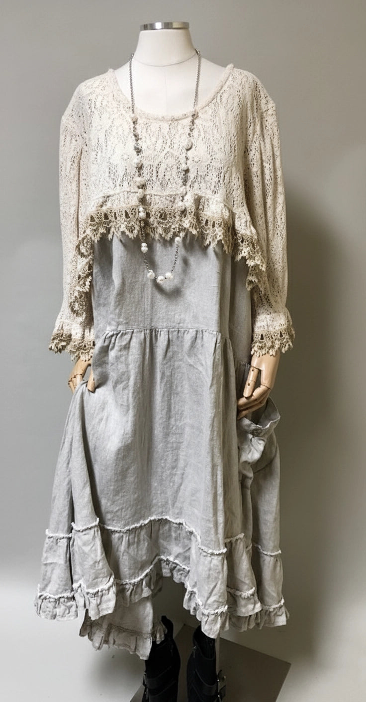 Shabby Chic Lace Over Shrug Top by Heart's Desire Clothing Tea Stain / Xs Shabby Chic Lace Over Shrug Top by Heart's Desire Clothing Tea Stain / Xs