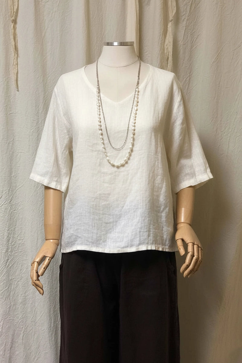 Elsa V Neck Linen Top