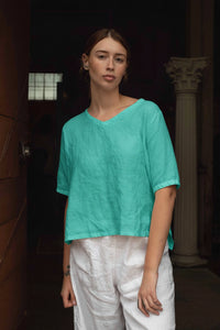 Elsa V Neck Linen Top