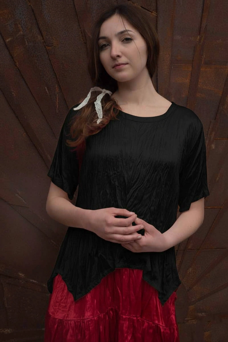 Simple Crop Tee in Rayon Satin