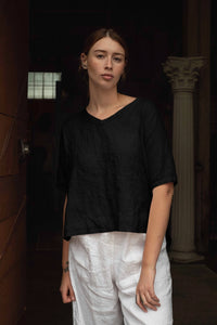 Elsa V Neck Linen Top