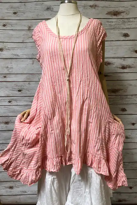 Flutter Top Rustic Woven Cotton, USA