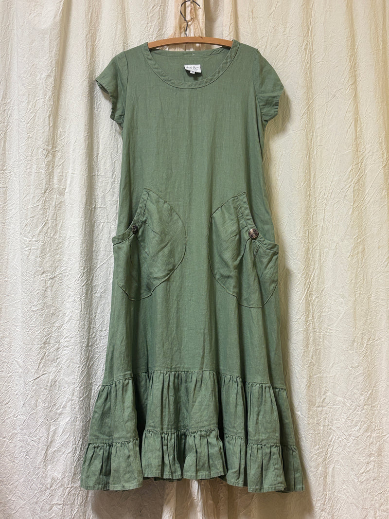 Prairie Dress, Cap Sleeve Linen Heart's Desire Clothing Prairie Dress, Cap Sleeve Linen Heart's Desire Clothing
