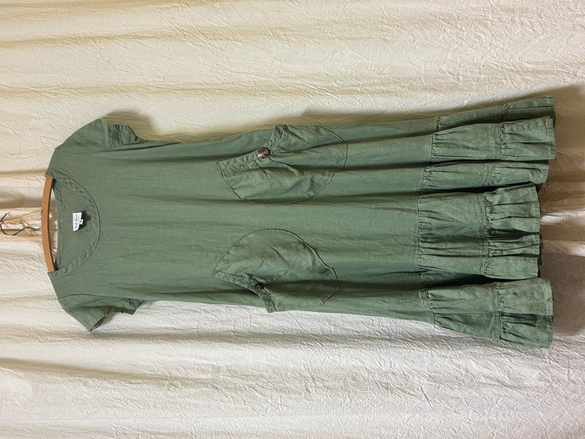 Prairie Dress, Cap Sleeve Linen