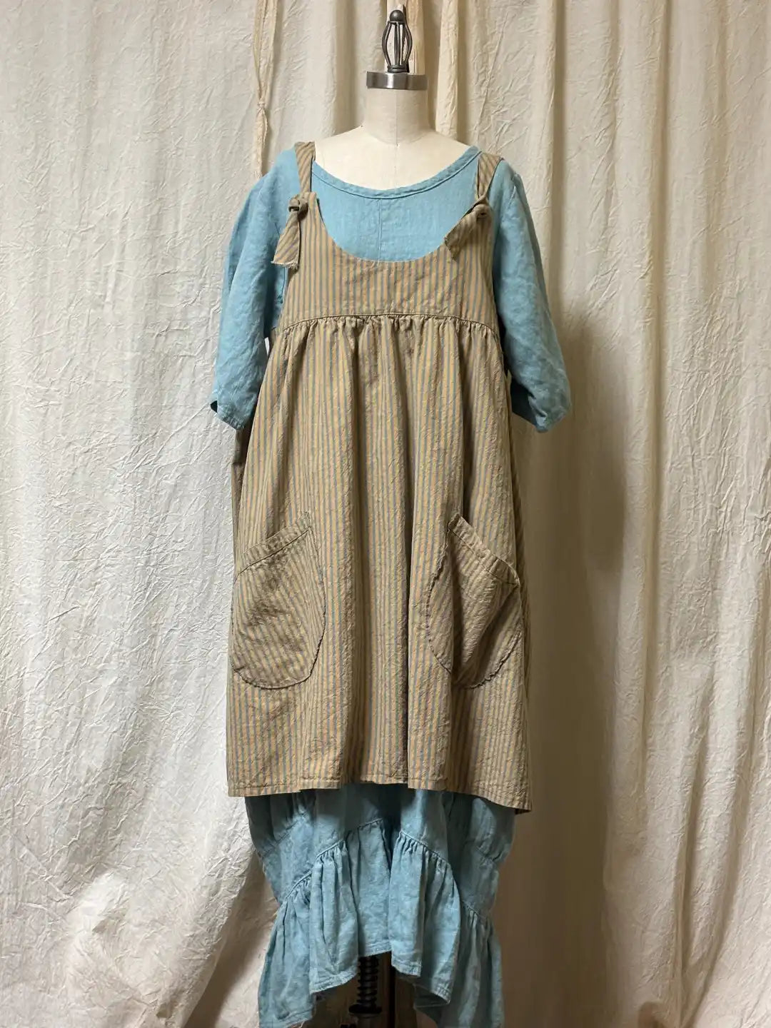 Arminda Pinafore in Homespun Cotton - Heart's Desire Clothing