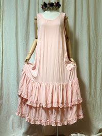 Slip Dress ,Rayon, side pockets, vintage style, Ruffle Layers