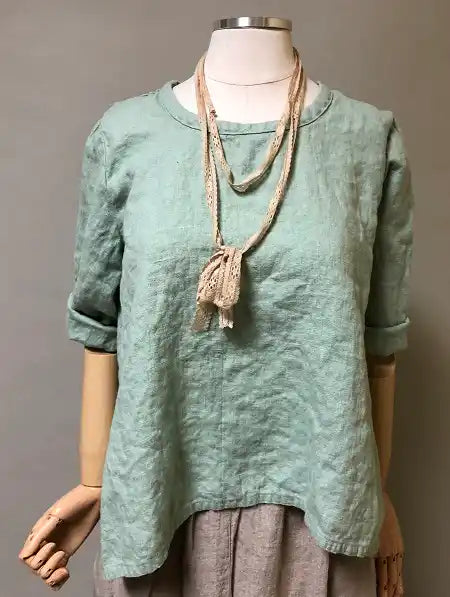 Crop Simple Tee in Linen, USA