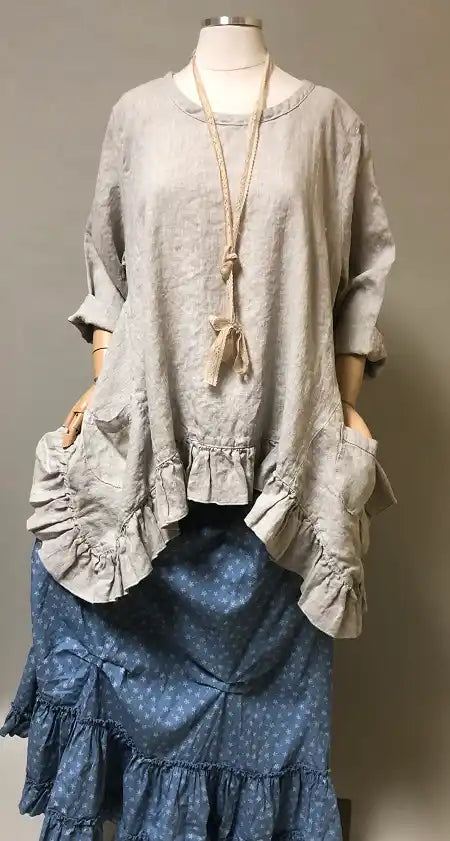 Butterfly Top Long, Linen