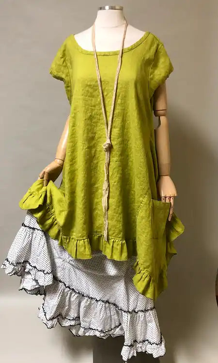 Flutter Top with Cap Sleeves in Linen