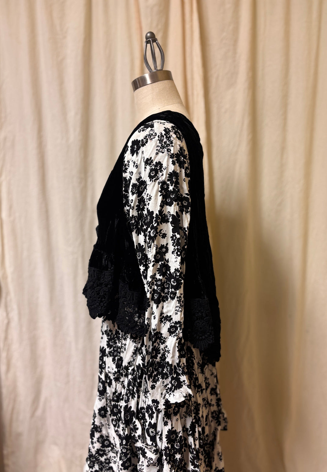 Tiny Vest in Velvet with Ruffle Bottom and Lace Trim - Heart's Desire Clothing