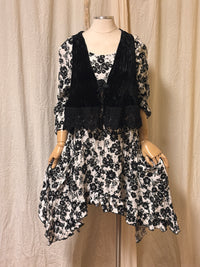 Tiny Vest in Velvet with Ruffle Bottom and Lace Trim - Heart's Desire Clothing