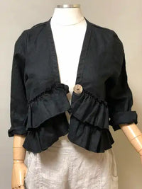 Ruffle Jacket in Linen, USA