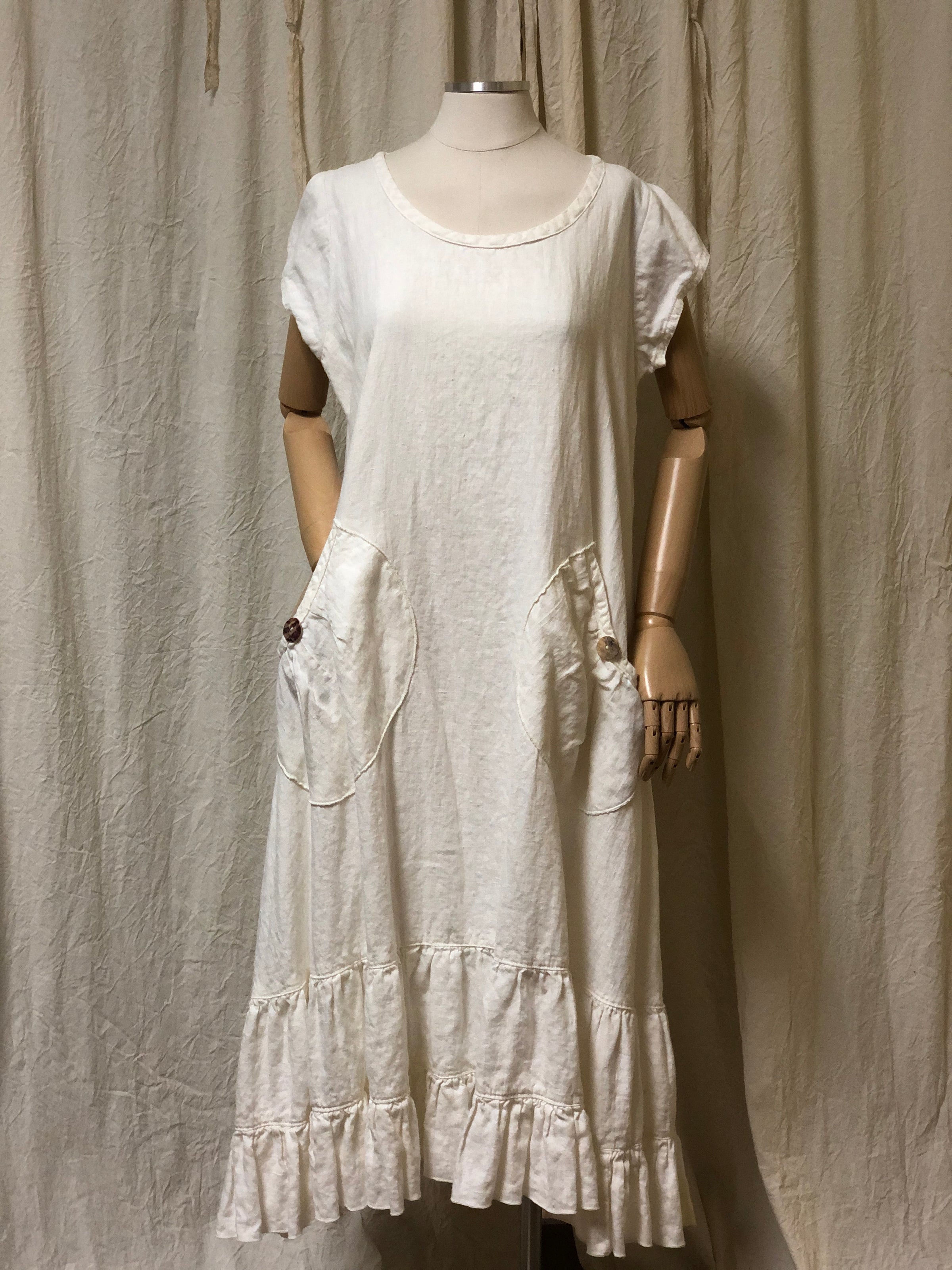Prairie Dress, Cap Sleeve Linen Eucalyptus / M Prairie Dress, Cap Sleeve Linen Eucalyptus / M
