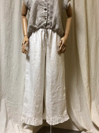 Ruffle Bottom Pant Crop Style, Linen