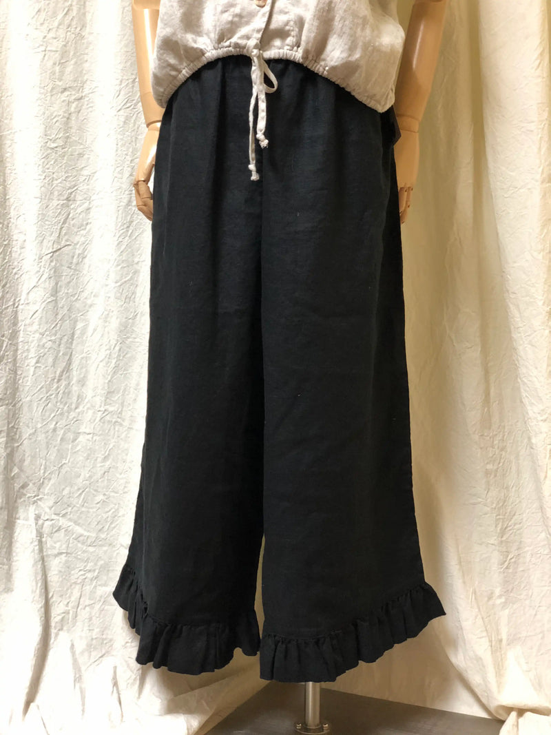 Ruffle Bottom Pant Crop Style, Linen