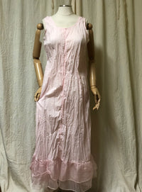 Double Ruffle Long Slip Cotton with Silk Organdy Ruffle Bottom