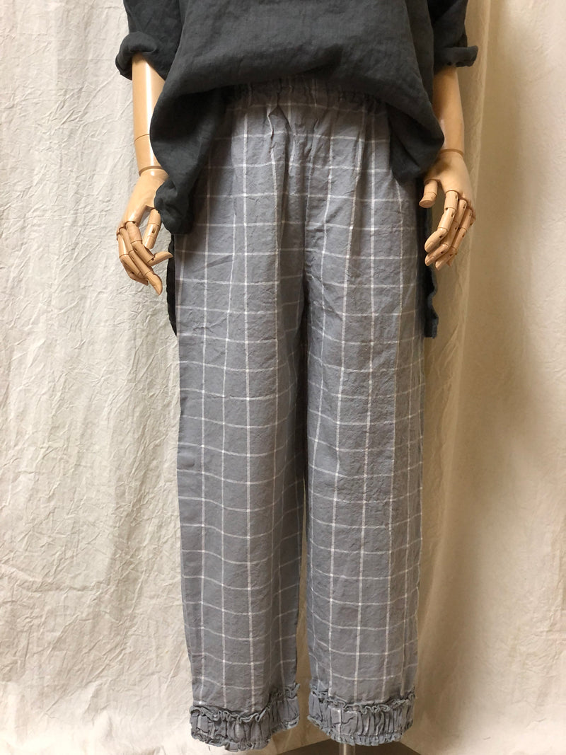Ruched Bottom Crop Pant Linen