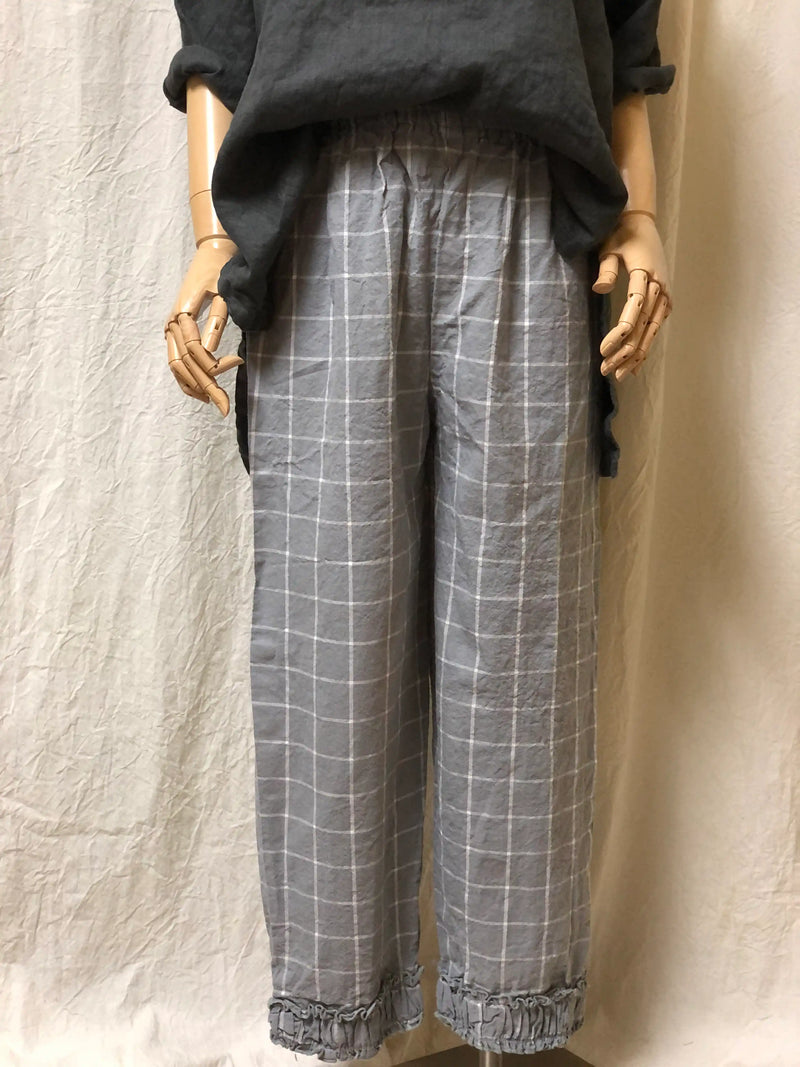Ruched Bottom Crop Pant Linen