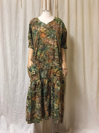 Batik Floral Drop Waist Cotton Vintage Style
