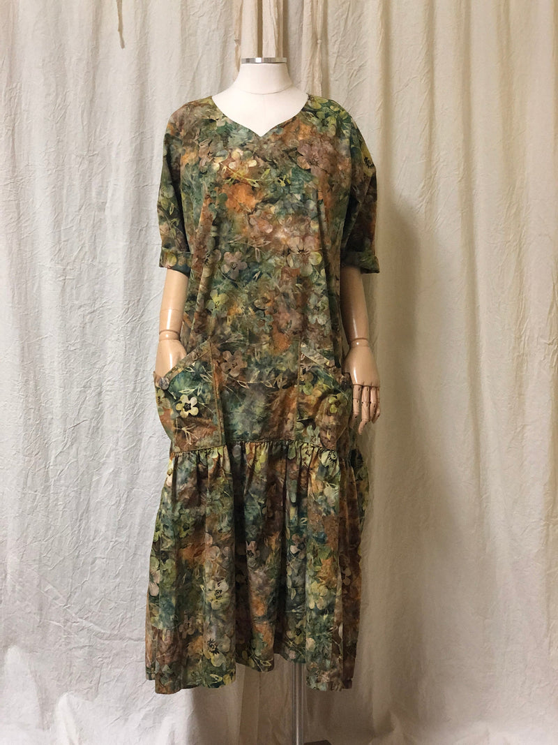 Batik Floral Drop Waist Cotton Vintage Style