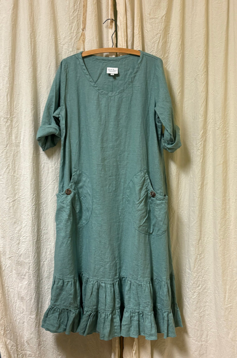 Prairie Dress Linen Cap Sleeve