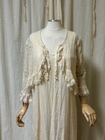 Bed Jacket in Embroidered Crinkle Silk Georgette.