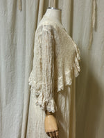 Bed Jacket in Embroidered Crinkle Silk Georgette.