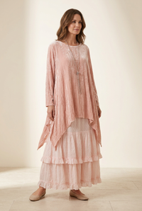 Alternative model image showing the blush outfit’s natural drape