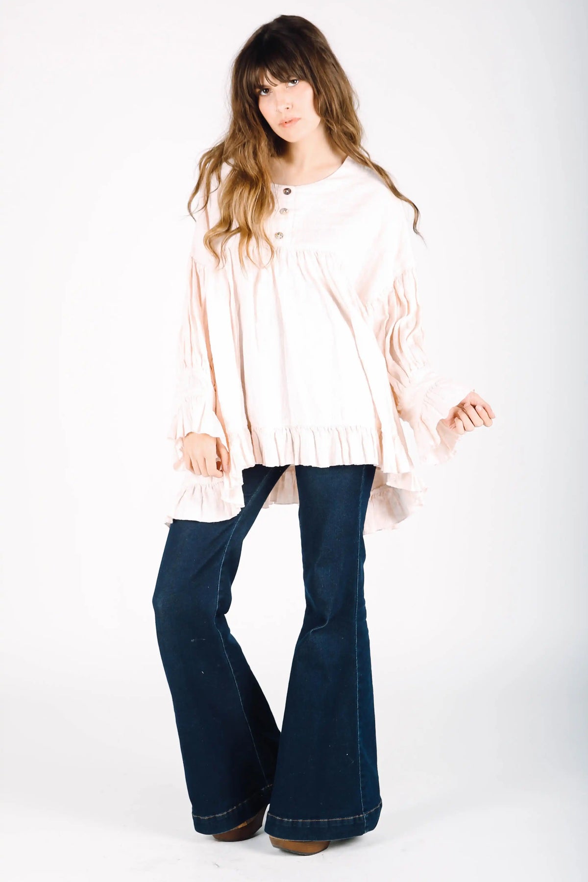 Vintage inspired pink linen blouse Artist Top in Linen