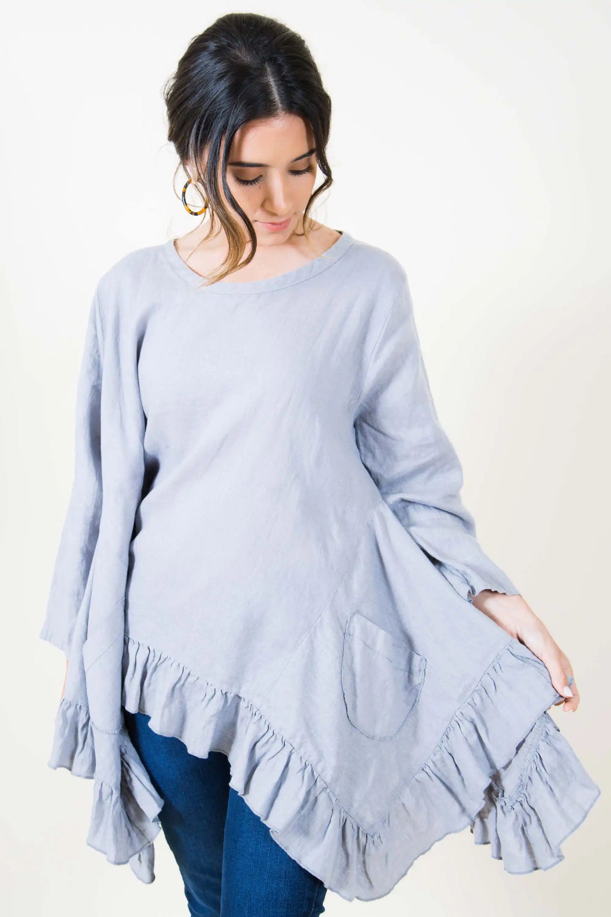 Butterfly Top Long, Linen