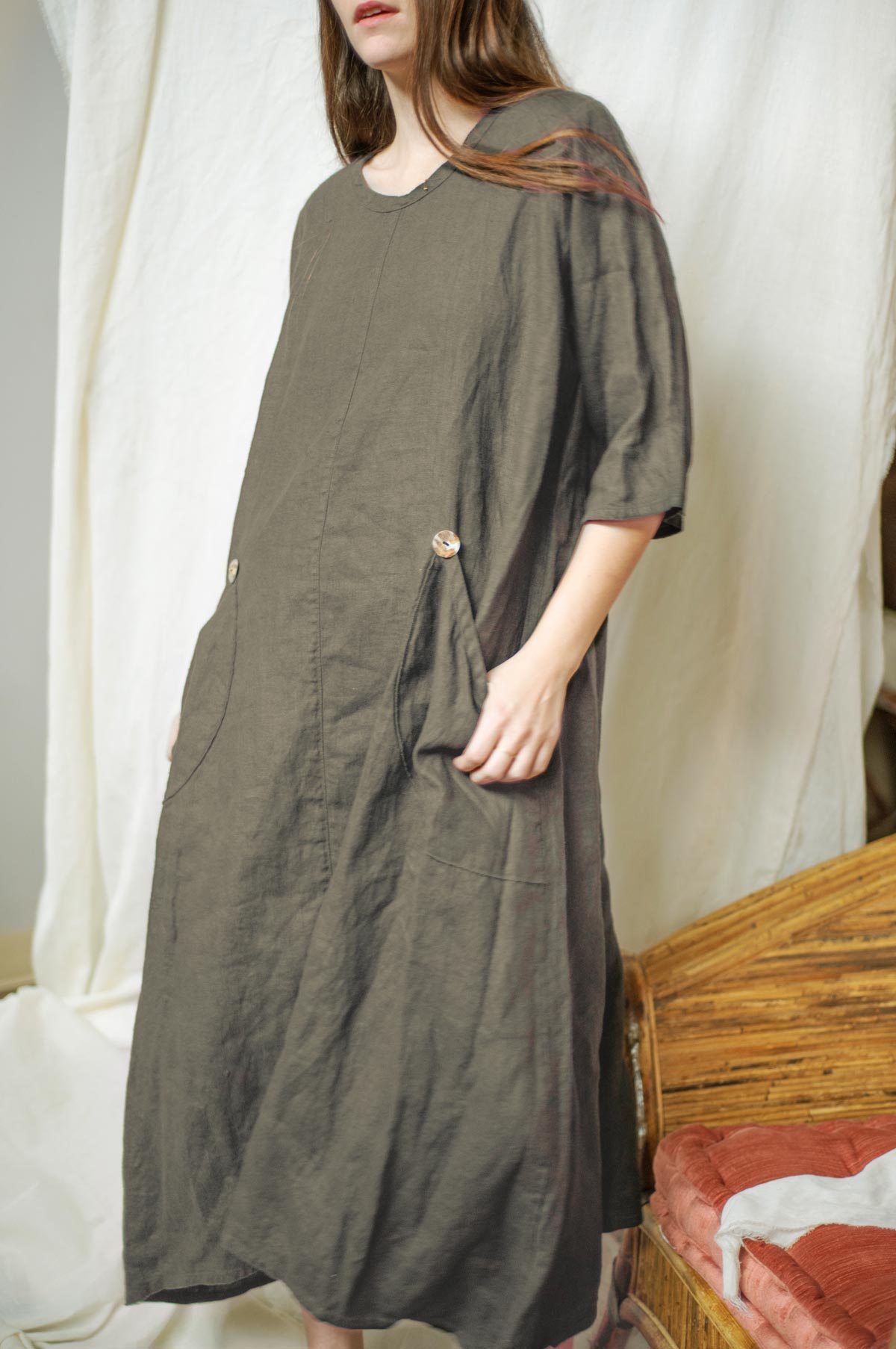 elizabeth linen dress Linen dress Elizabeth M / Green