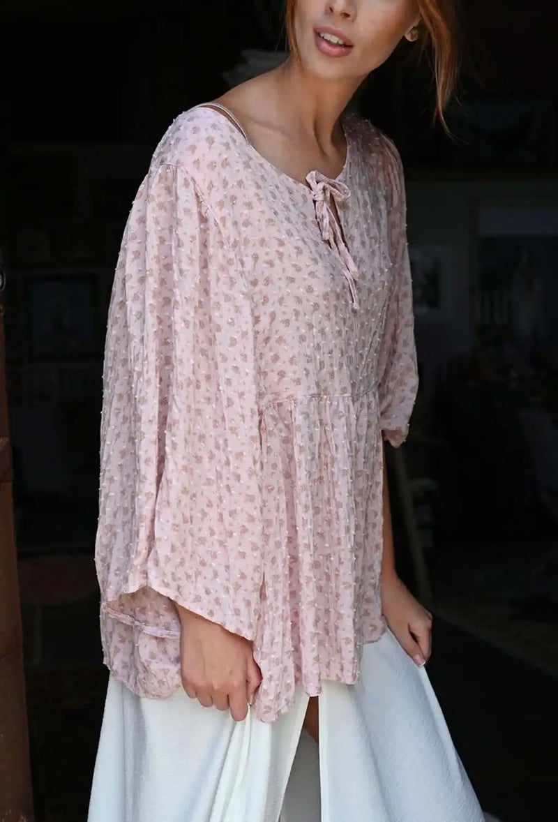 Sara Top Dotted Swiss Rayon Lawn