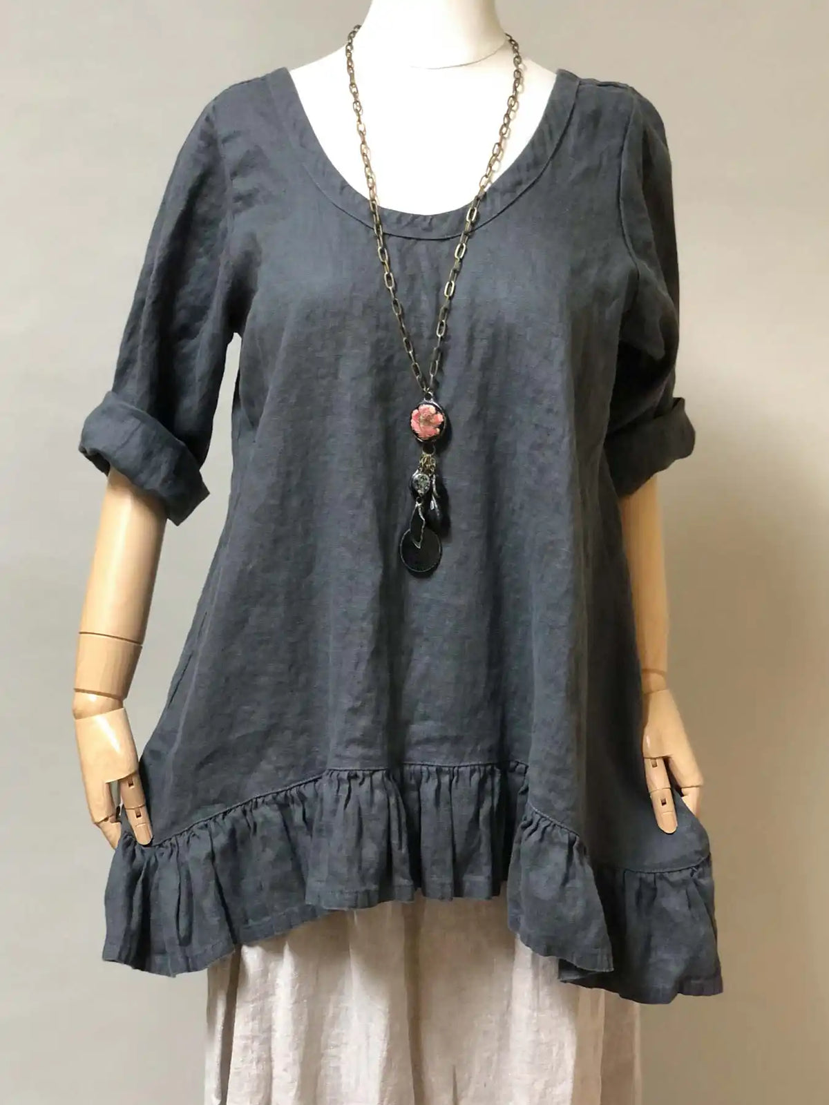 Long sleeve linen top Poets Tee Linen
