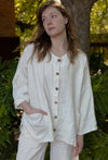 White linen blouse with buttons Julia Top Linen
