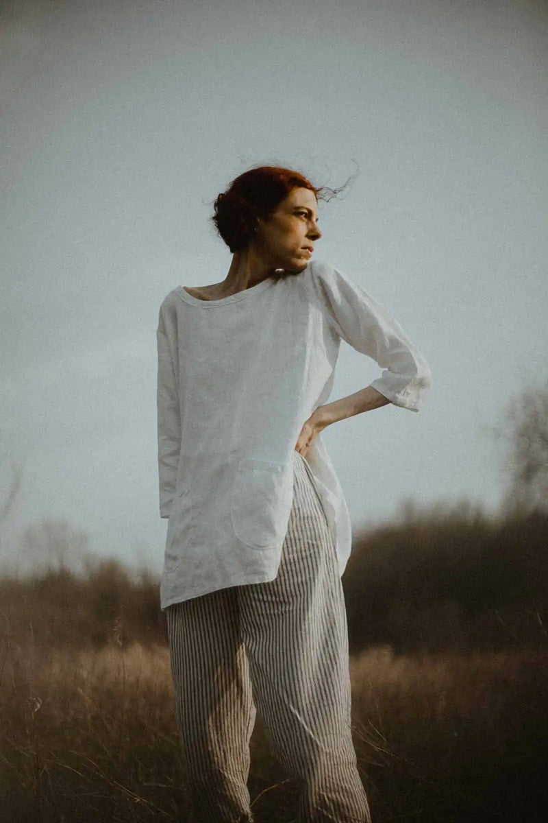 long sleeve linen top Easy Tunic Linen