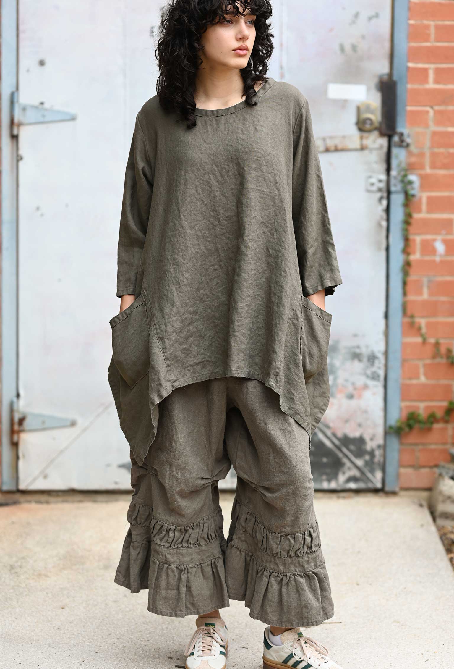 Ruffled Wide Leg Linen Pants - Colette Pant – Heart's Desire Clothing