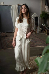 luxury lounge pant Janis Bloomer in Rayon Satin Crop Style
