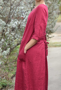 Tie Back Dress Linen