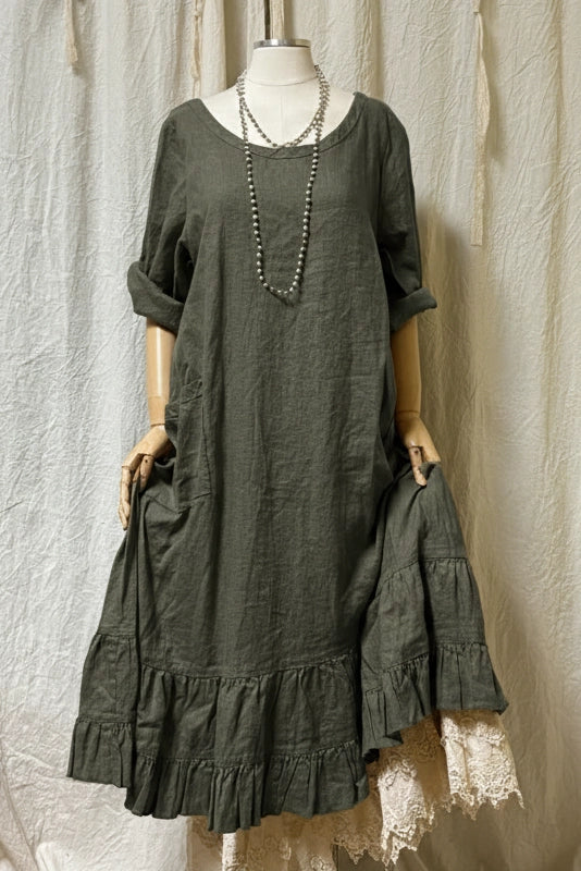 Angie Dress 3/4 sleeve in Linen
