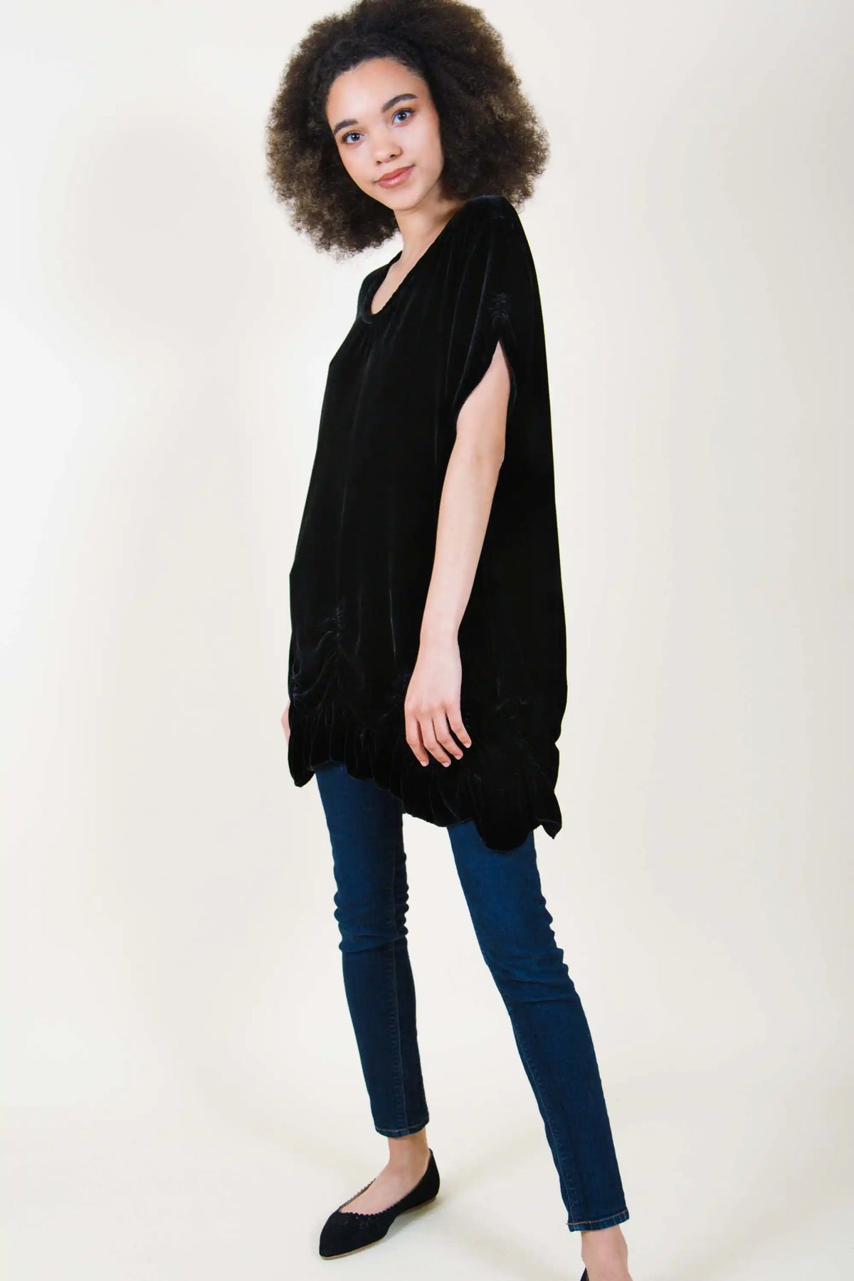 Petal Top Cap Sleeve Velvet, USA