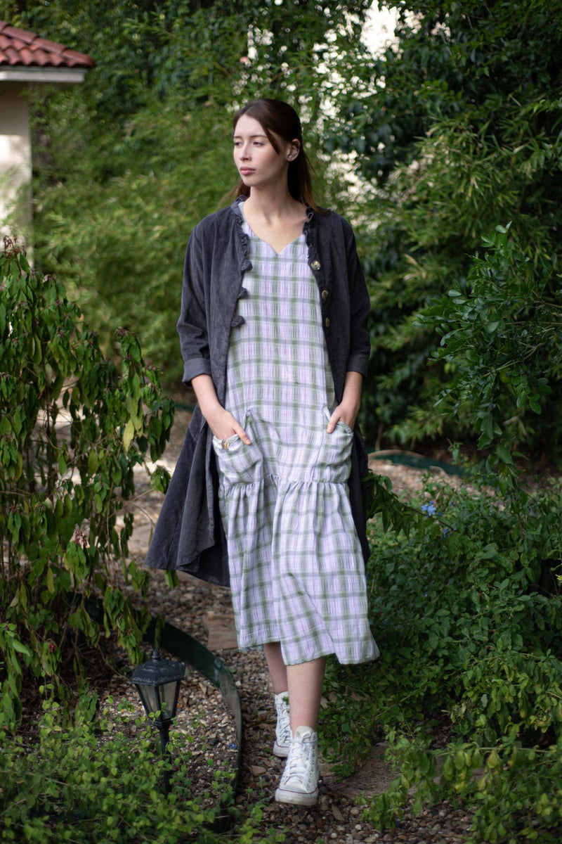 Lavender Plaid Dress Dream Dress Cotton Pucker Seersucker