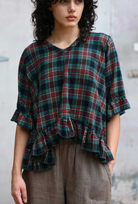 Holiday plaid flannel blouse Breezy Top in Flannel
