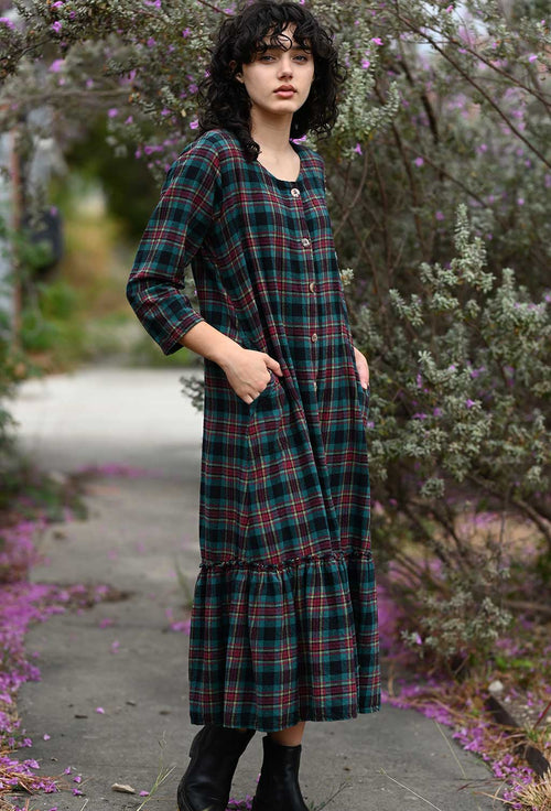 Mid Town Dress in Flannel