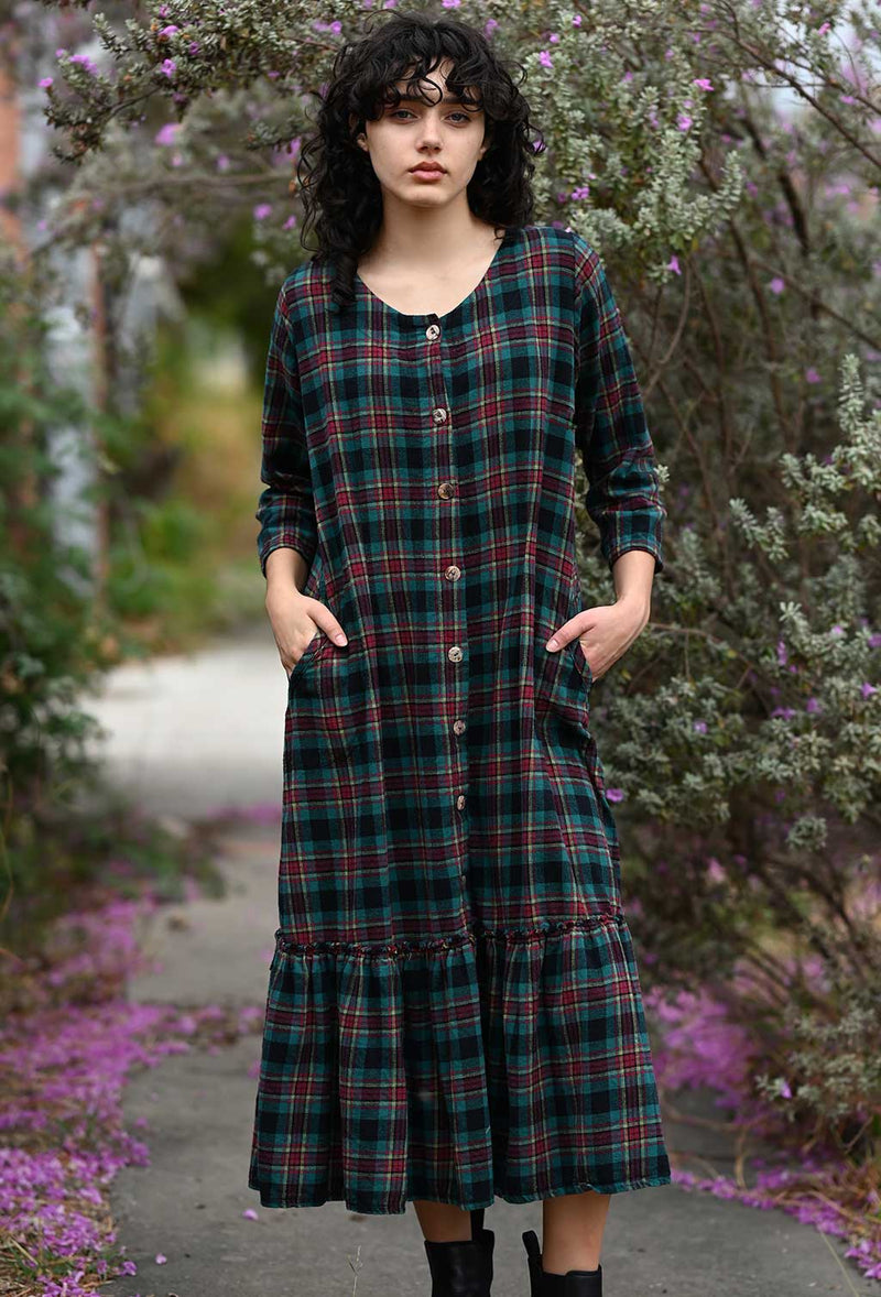 Mid Town Dress in Flannel