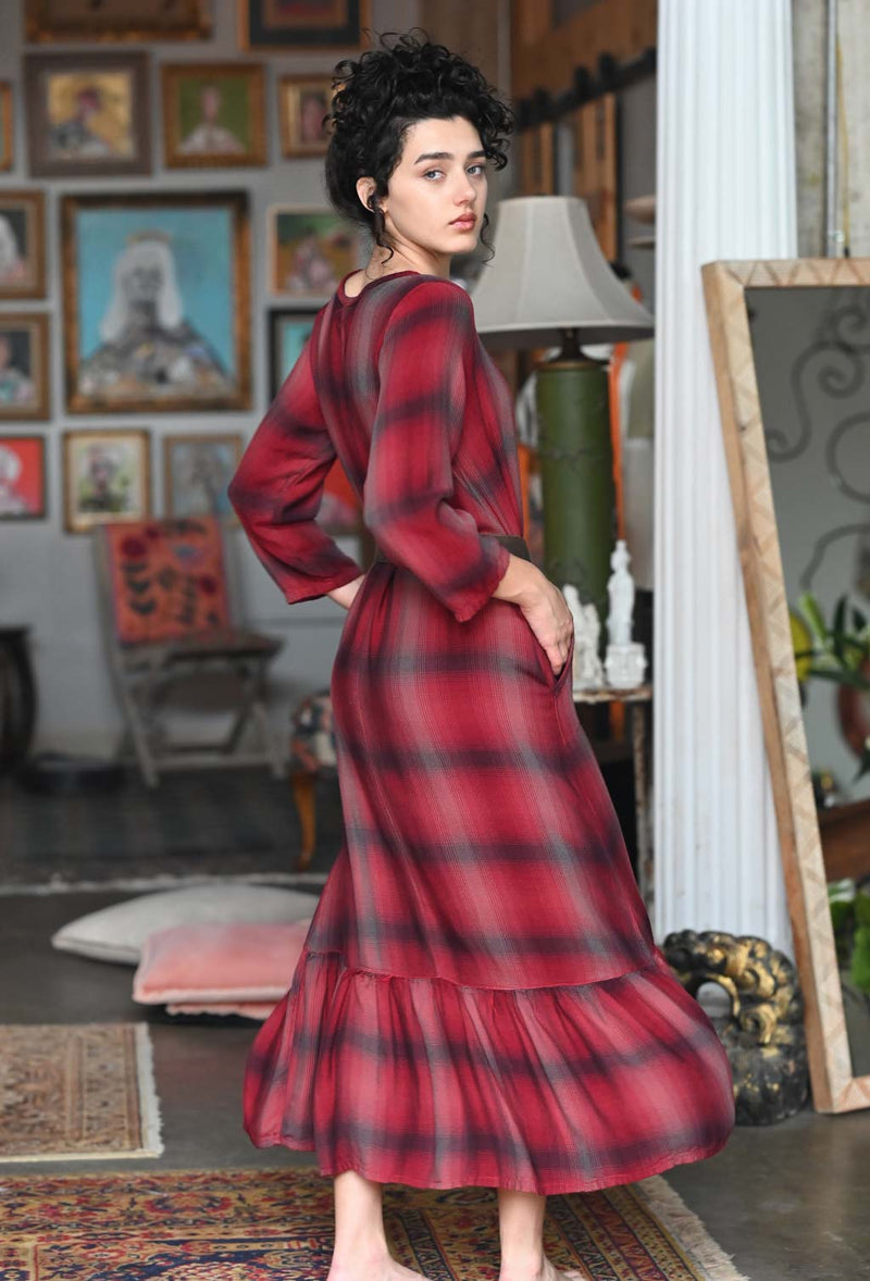 Fairy Dress in Plaid Rayon Twill