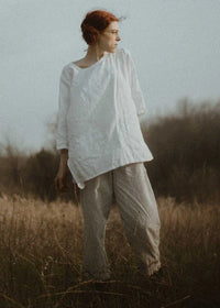 Ruched Bottom Crop Pant Linen