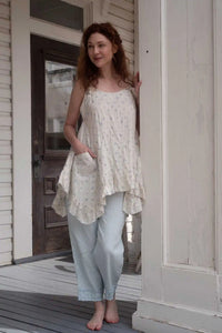 Ruched Bottom Crop Pant Linen